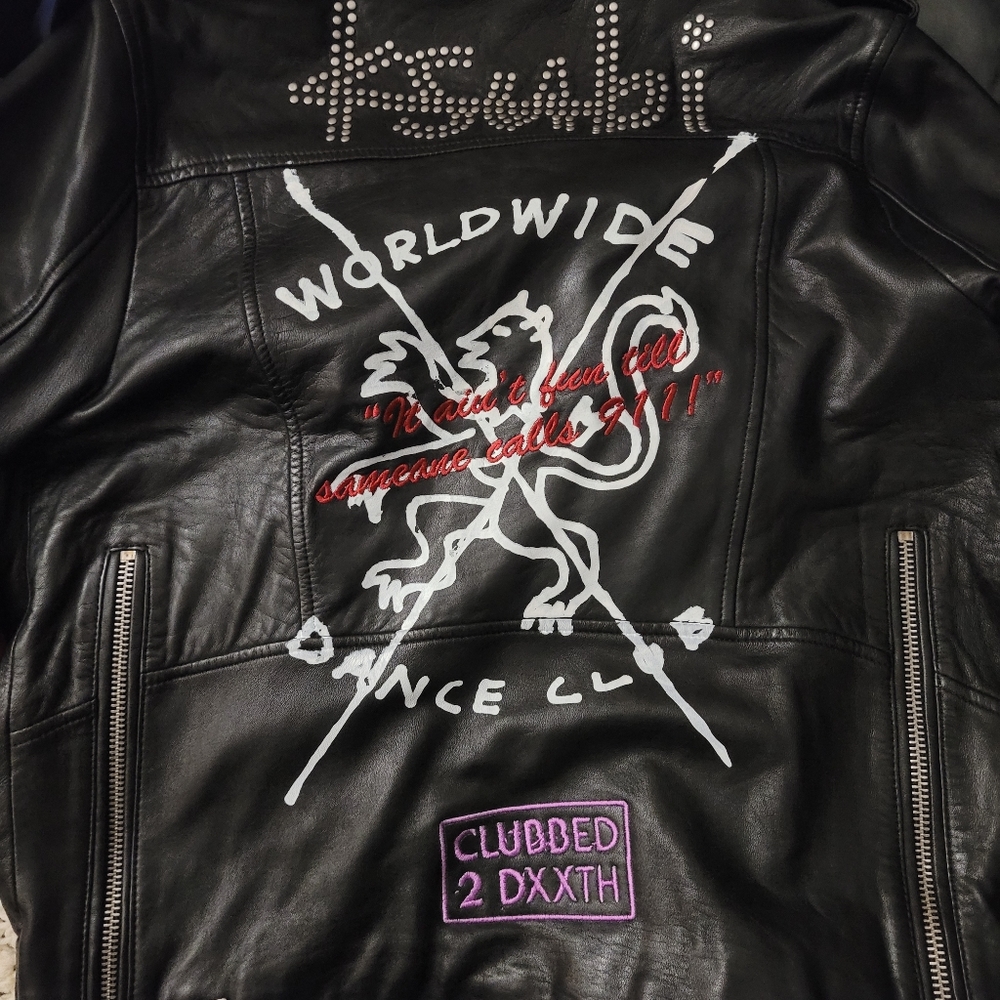 KSUBI LEATHER BIKER JACKET...NEVER WORN SIZE MEDIUM